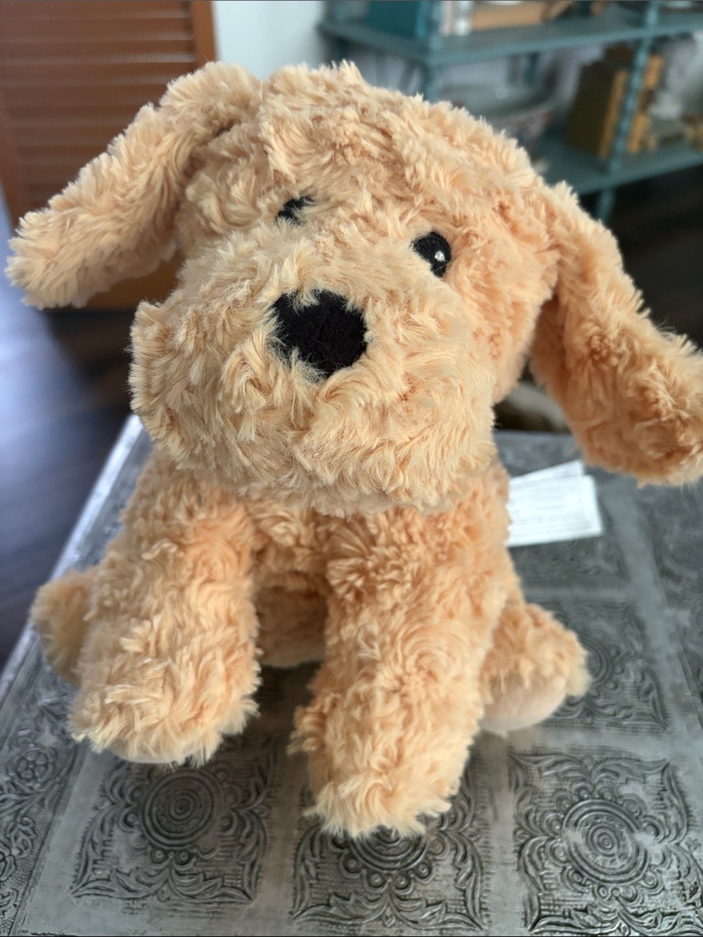 Plush Tan Dog Toy - Soft Squeaky Puppy for Dogs